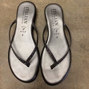 Silver beaded sandals